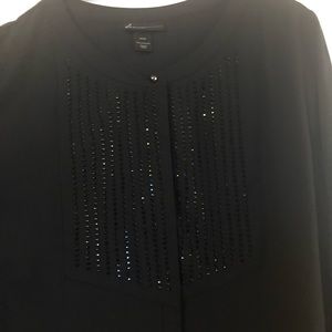 Black long sleeve top with jet black beads